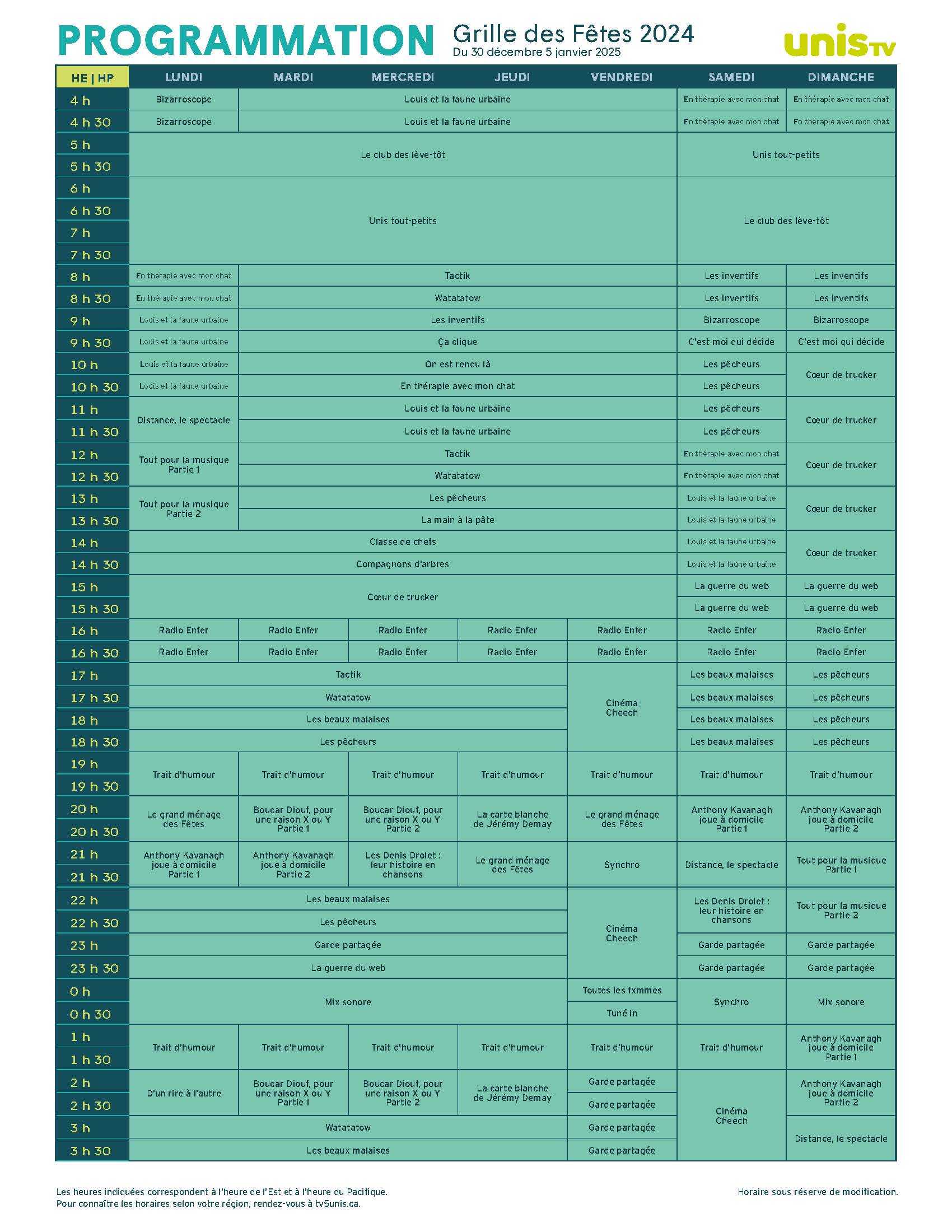 Fêtes (30 au 5 janvier)